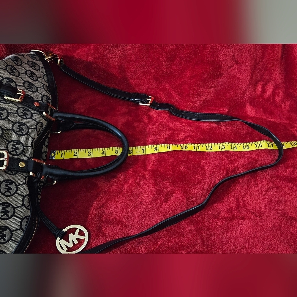 Michael Kors Bedford Satchel Black & Gray Jacquard Signature Satchel - Picture 8 of 16